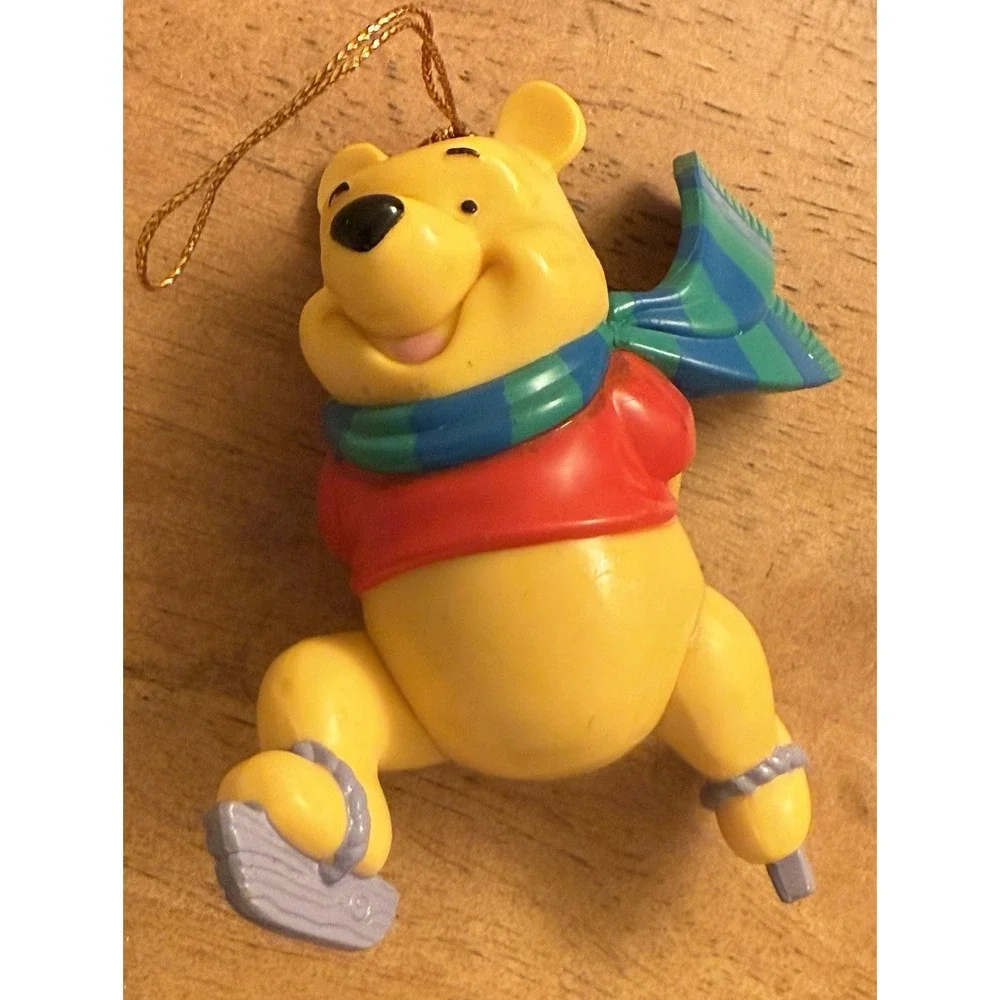 Vintage Disney WINNIE THE POOH christmas tree‎ ORNAMENT ice skating 4
